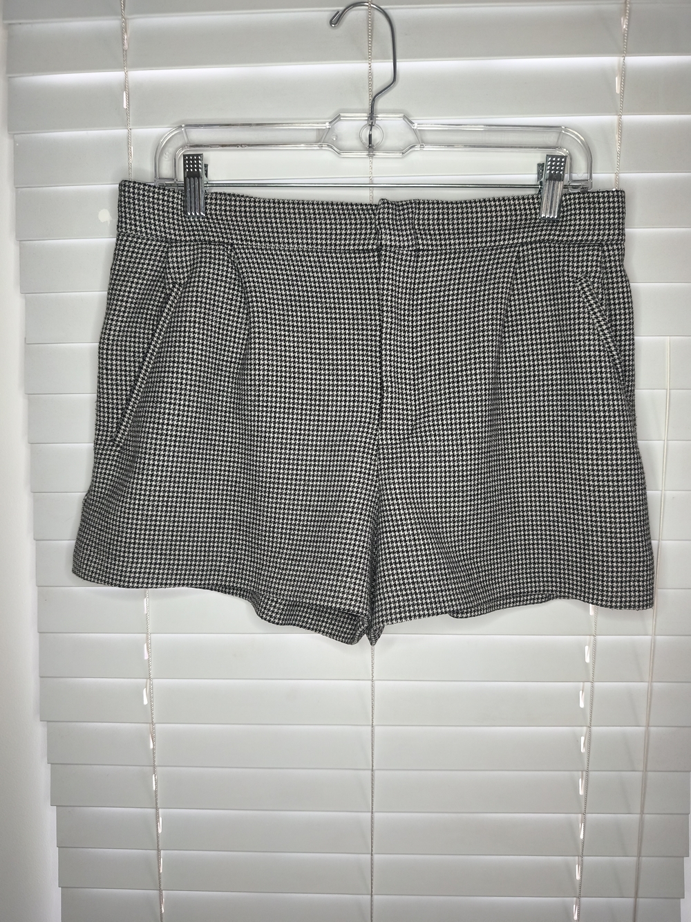 Abercrombie & Fitch Houndstooth Pleated Tailored Shorts Black White Size S